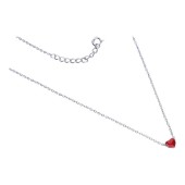 Colier argint cu inimioara rosie DiAmanti PN0363NRH-AS